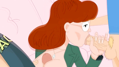 Double peneration of a stunning redhead cartoon MILF in glasses