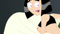 Emo cartoon sluts give head to a hung male