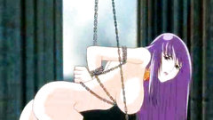 Busty anime girl is being banged by a gang of five horny peckers