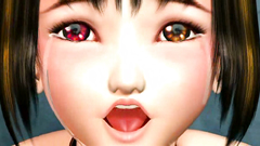 Oriental babes lesbians in hardcore 3d sex with strapon