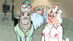 Ren and Stimpy comedy movie with busty cartoon nurse