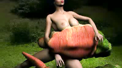 A strange 3d creature pushed its tentacles in pussy of young girl