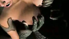 A gang of brutal men-reptiles wildly fucks lost girl