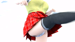 Upskirt in cartoon porn with a slutty school girl