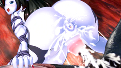 Sexy 3D busty Draenei girl licks cock with her long tongue