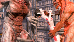 Kinky girl Lumina in extreme holes bang vs three 3D Monsters | Lumina vs 3