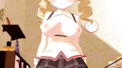 Cute busty anime blonde teen in stockings ride a huge dick