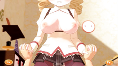 Cute busty anime blonde teen in stockings ride a huge dick