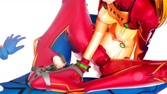 Hot redhead long hair Test Girl in latex costume satisfy sexual needs