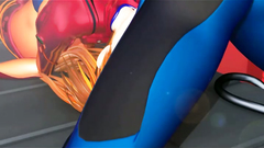 Hot redhead long hair Test Girl in latex costume satisfy sexual needs