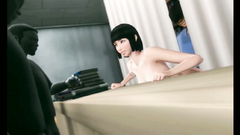 3D Pornstar gets dildo in her anal hole and plays with big dick