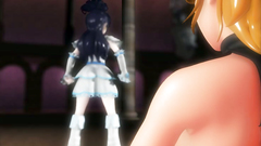 Two sexy young babes with tight pussy and one guy with big cock | 3D Threesome