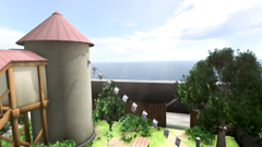 Horny 3D busty brunette in sexy stockings sucks giant cock