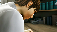 Horny 3D busty brunette in sexy stockings sucks giant cock