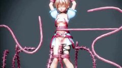 A flock of pink 3d tentacles fucks all holes of a young girl pirate