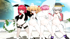 Four young and naked hentai girl dancing striptease
