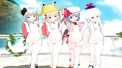 Four young and naked hentai girl dancing striptease