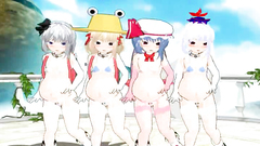 Four young and naked hentai girl dancing striptease