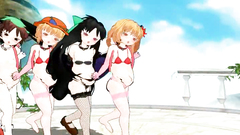 Four young and naked hentai girl dancing striptease