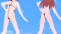 Two sexy hentai teens in mini bikini demonstrate their gorgeous body
