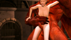 Big and brutal monster licks wet vagina of young slim girl