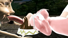 Big monster with lot of tentacles penetrate in sweet holes of young babe