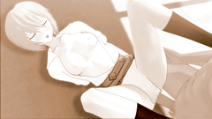 Sexy babe with blonde hair and in latex costume have very nice ass