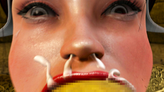 Extreme cartoon BDSM deepthroat with big cock and cum in mouth