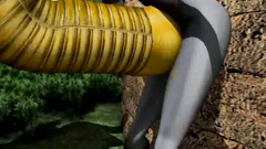 Big Yellow robot fucks giant 3D girl in doggy style pose