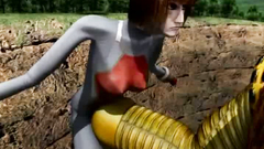 Big Yellow robot fucks giant 3D girl in doggy style pose