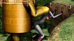 Big Yellow robot fucks giant 3D girl in doggy style pose