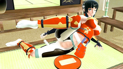 Girl in latex suit jerking her girlfriend futanari cock to get a taste of sperm