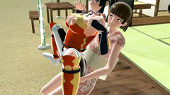 Samurai girl and her futanari girlfriend gets hardcore outdoor fucking