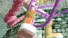 Evil tentacles monster fucks cute skinny pink hair teen