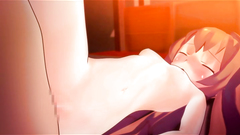 Sweet redhead schoolgirl in black stockings ride a huge cock