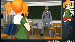 Blonde teen schoolgirl in classroom vs lots of monster tentacles