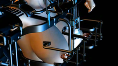 Aliens fuck hairy cunt of a sweet brunette and touch her big boobs