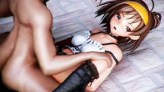 Emo 3D teen came across a hardcore gangbang anal