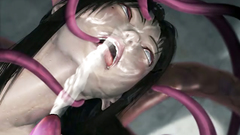 Loads of facial for a fabulous 3d brunette with amazing tits