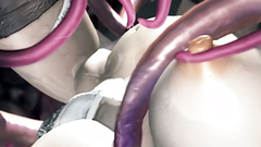 Loads of facial for a fabulous 3d brunette with amazing tits