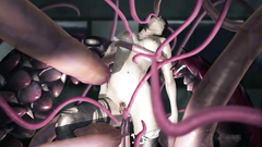 Busty babe is fucking with kinky tentacles in 3d porn