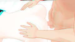 Cute busty hentai teen riding a cock