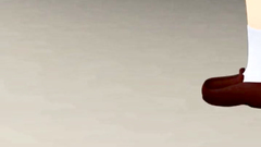 Upskirt of a hot school girl gets a blue creature horny