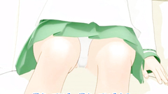 Upskirt of a hot school girl gets a blue creature horny