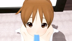 Upskirt of a hot school girl gets a blue creature horny