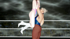 Hot cat fight with a gigant hottie against young 3d cutie