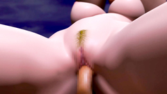 Double penetration of tight pussy and young mouth of hot 3d girl