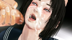 Loads of sperm of the face of a gorgeous 3d school girl with big tits