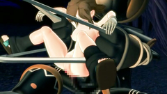 Long and horny tentacles examine tiny holes of a young 3d babe