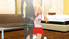 Slutty hentai schoolgirl fucks with dark shadow in 69 position